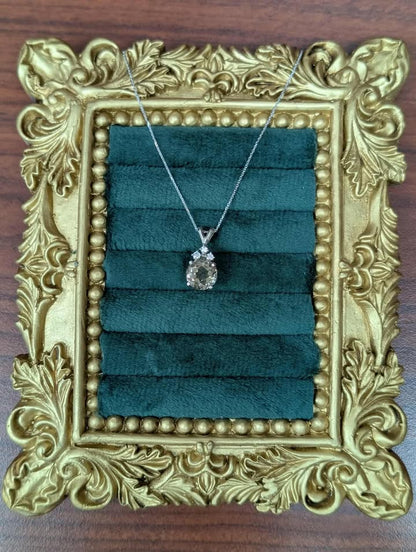 14K Yellow Gold Smoky Quartz Necklace with Diamond Accents
