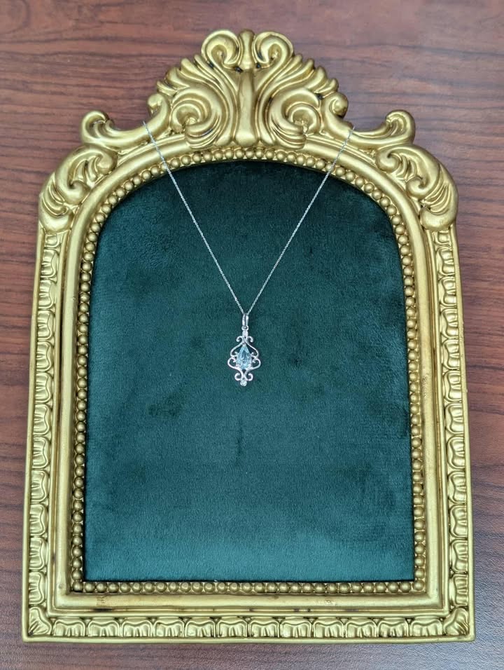 Aquamarine Necklace with Diamond Accents in 14k White Gold