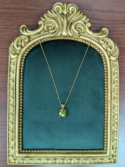 14K Yellow Gold Oval Peridot Statement Necklace