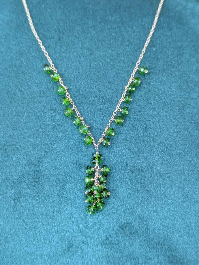 14K Yellow Gold Chrome Diopside Necklace