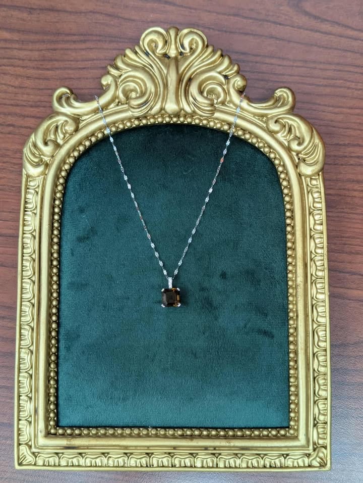 Smoky Quartz Necklace with Diamond Bail in 14k White Gold