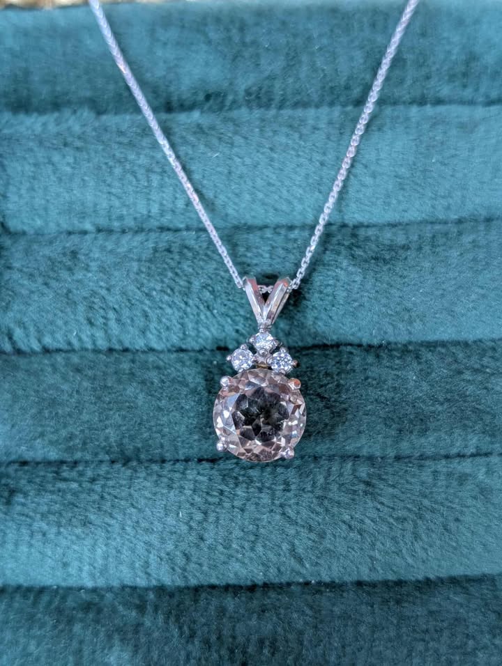 14K Yellow Gold Smoky Quartz Necklace with Diamond Accents