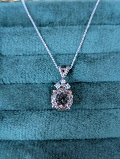 14K Yellow Gold Smoky Quartz Necklace with Diamond Accents