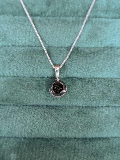14K White Gold 1.25 Black Diamond Necklace in 14k White Gold