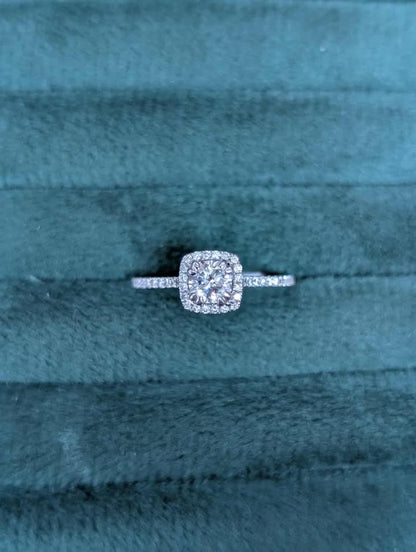 0.62 CT.T.W. Round-cut Cushion Framed Diamond Engagement Ring in 14k White Gold
