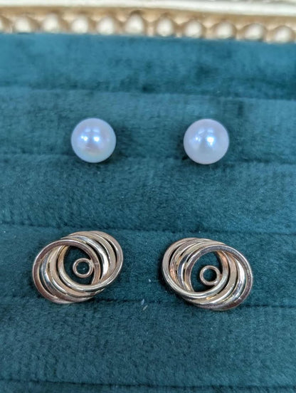 Pearl Stud with 14K Yellow Gold Jacket