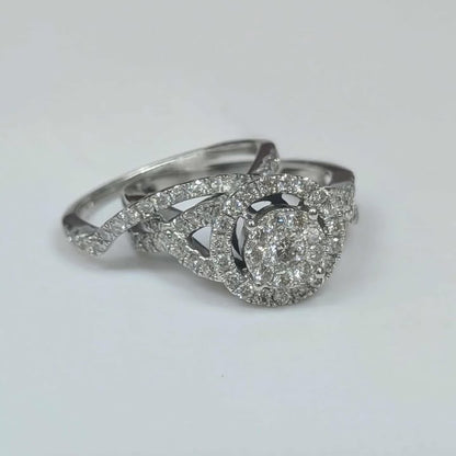 1.10 CT.T.W. Double Frame Twist Shank Diamond Bridal Set in 10k White Gold