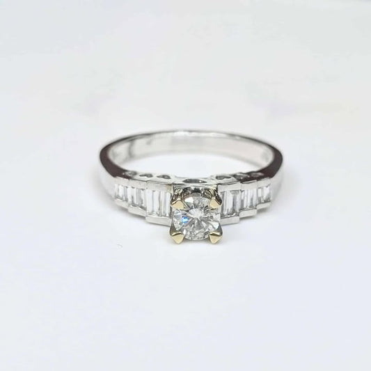 0.65 CT.T.W. Diamond Engagement Ring in 14k Two-Tone Gold with Heart Details
