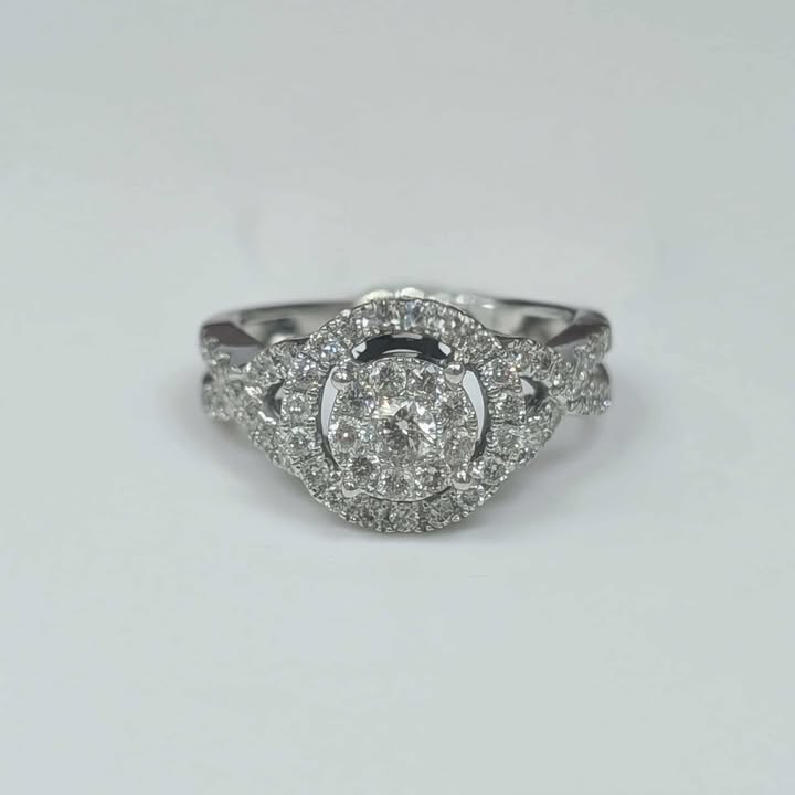 1.10 CT.T.W. Double Frame Twist Shank Diamond Bridal Set in 10k White Gold