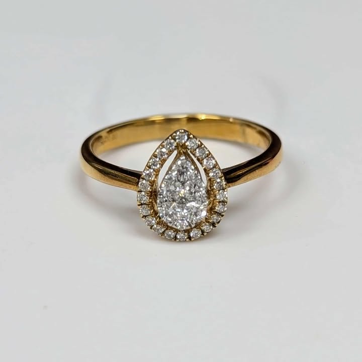 0.30 CT.T.W. Pear Cluster Diamond Engagement Ring in 18k Gold