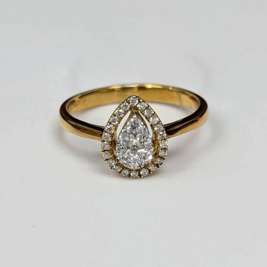 0.30 CT.T.W. Pear Cluster Diamond Engagement Ring in 18k Gold