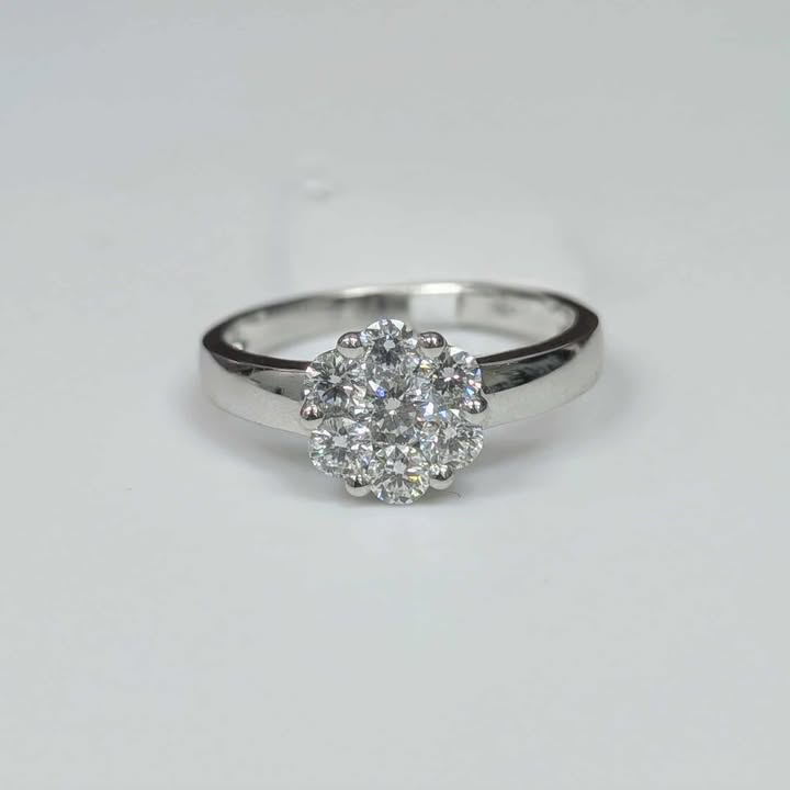 0.72 CT.T.W. Diamond Cluster Engagement Ring in 18k White Gold