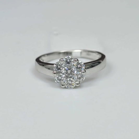 0.72 CT.T.W. Diamond Cluster Engagement Ring in 18k White Gold