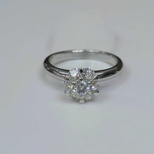 0.77 CT.T.W Diamond Cluster Engagement Ring in 14k White Gold