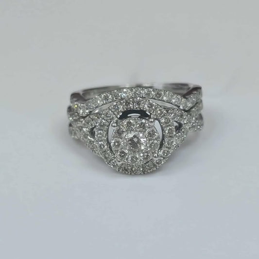1.10 CT.T.W. Double Frame Twist Shank Diamond Bridal Set in 10k White Gold