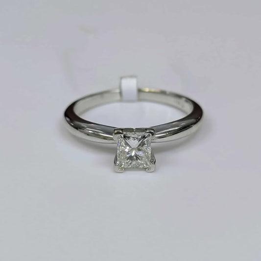 0.73CT Princess-cut Solitaire Diamond Engagement Ring in 14k White Gold