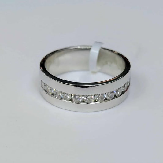 1.12 CT.T.W. Channel set Diamond Men's Band in 14k White Gold