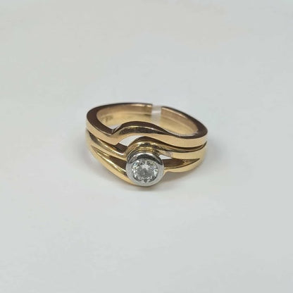 0.35 Bezel Set Solitaire Diamond Engagement Ring Set in 14k Gold