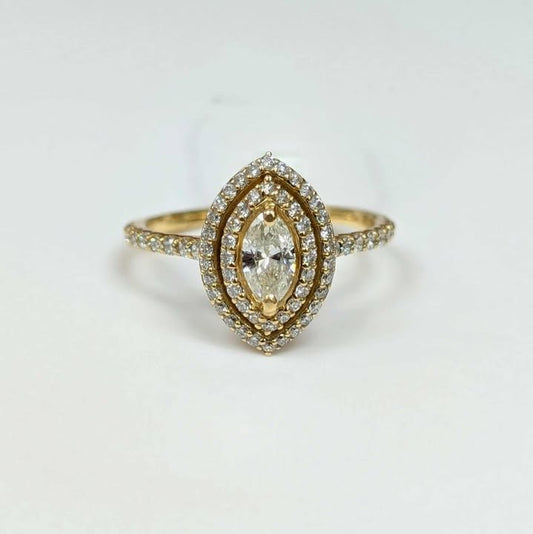 0.84 CT.T.W Marquis-cut Double Frame Diamond Engagement Ring in 14k Gold