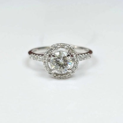 1.06 CT.T.W. Floating Framed Round-cut Peek-A-Boo Diamond Engagement Ring 14k White Gold