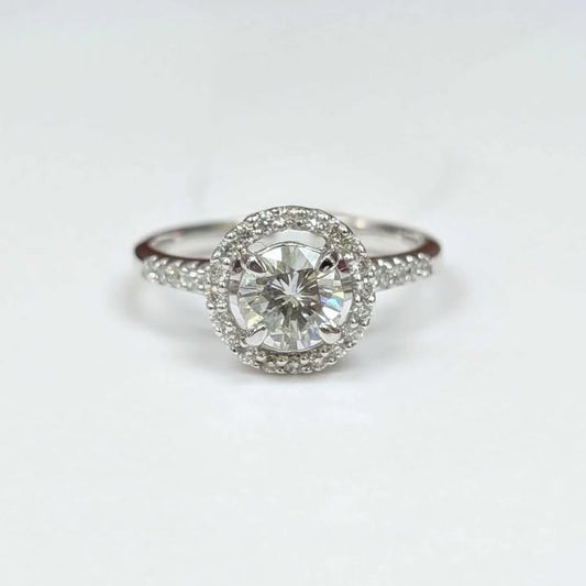 1.06 CT.T.W. Floating Framed Round-cut Peek-A-Boo Diamond Engagement Ring 14k White Gold