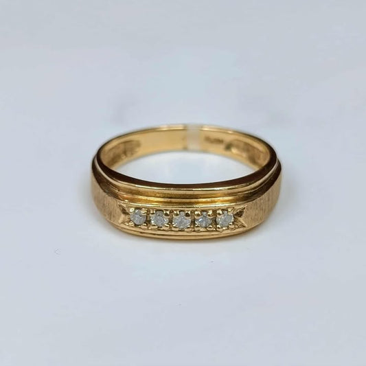 Brush Finish Men's Diamond Gold Band