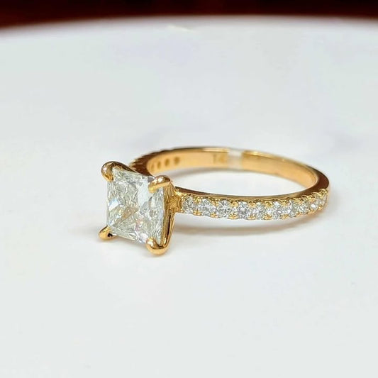 1.63 CT Princess-cut Diamond Engagement Ring in 14k Gold