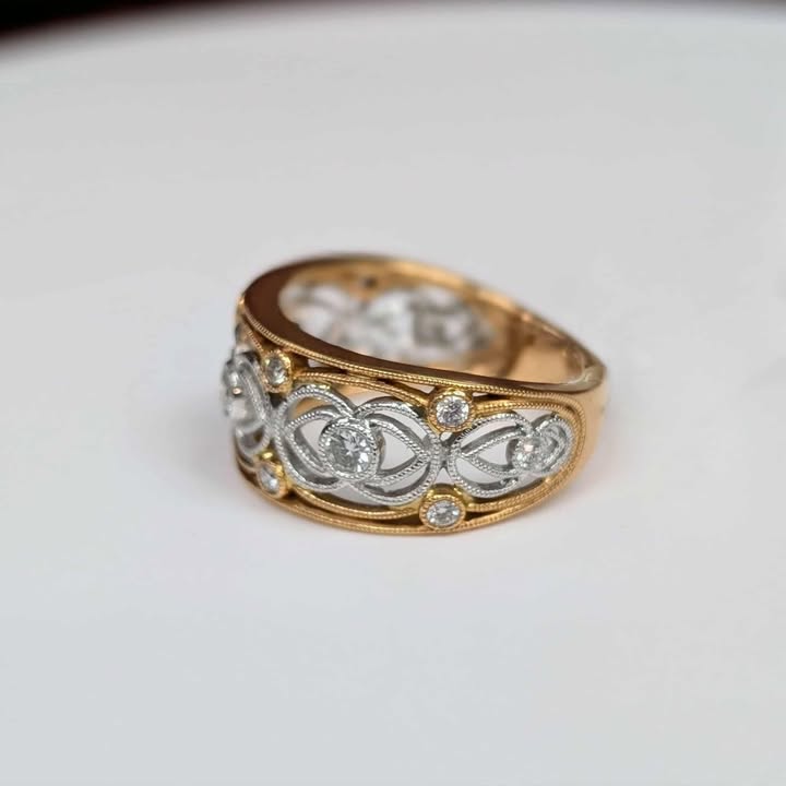 0.40 CT.T.W Embellished Ring in 18k Rose & White Gold