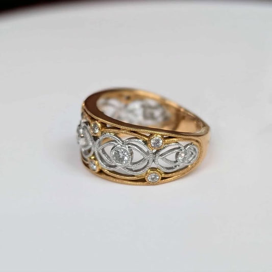 0.40 CT.T.W Embellished Ring in 18k Rose & White Gold
