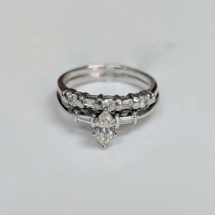1.00 CT.T.W. Diamond Bridal Set in 14k White Gold