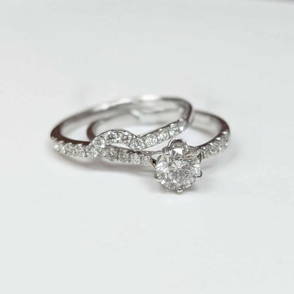 1.05 CT.T.W. Tulip Head Round-cut Diamond Bridal Set in 18k White Gold