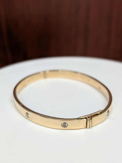 Pave-set Diamond Bangle in 14k Solid Gold