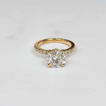 1.93 CT Round-Cut Lab Created Diamond with Hidden Halo on 14k Gold