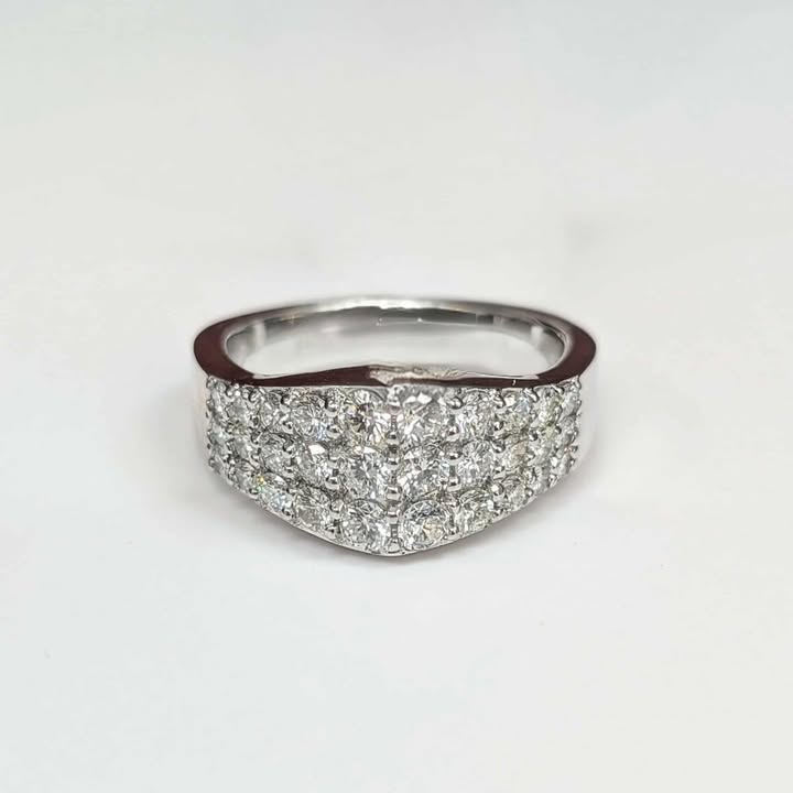 1.45 CT.T.W Three-row Diamond Band in 14k White Gold