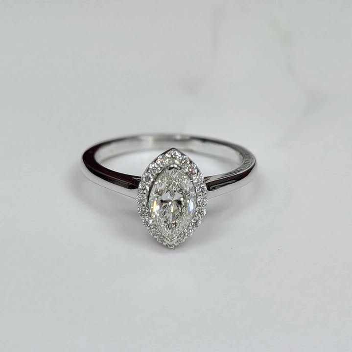 1.01 CT.T.W Framed Marquis-cut Diamond Engagement Ring in 14k White Gold