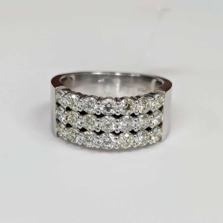 1.70 Three-row Diamond Anniversary Band in 14k White Gold