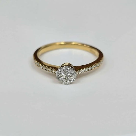 0.26 CT.T.W Cluster Engagement Ring Promise Ring in 18k Gold