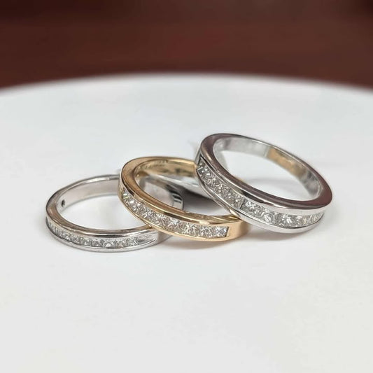 Channel Set Diamond Bands in 14k Gold