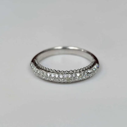 0.45 CT.T.W Pave Diamond Band With Milgrain in 18k White Gold