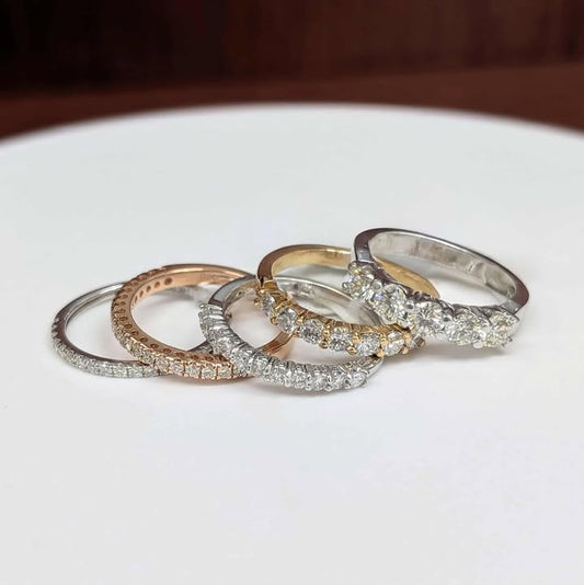 Diamond Bands in 14k White, Yellow, & Rose Gold