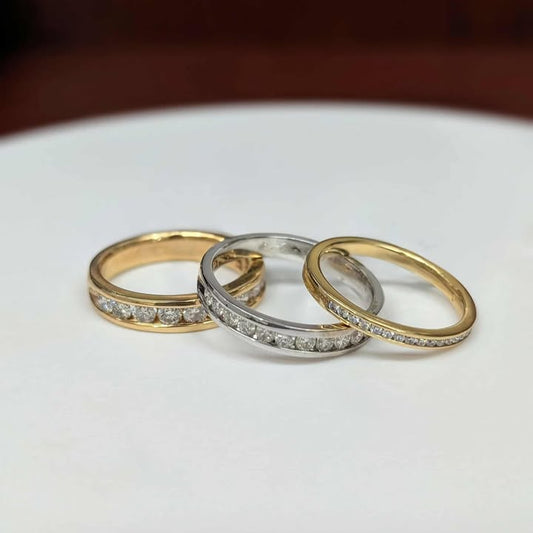 Channel Set Diamond Bands in 14k Gold