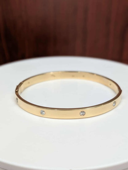 Pave-set Diamond Bangle in 14k Solid Gold