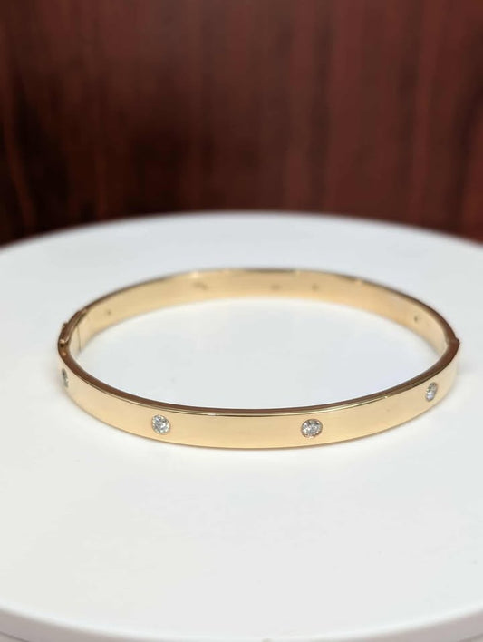 Pave-set Diamond Bangle in 14k Solid Gold