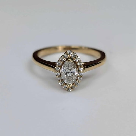 0.70 Framed Marquis-cut Diamond Engagement Ring in 14k Gold