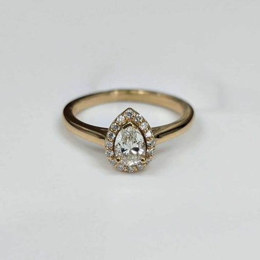 0.70 CT.T.W. Framed GIA Certified Pear-cut Diamond Engagement Ring in 14k gold
