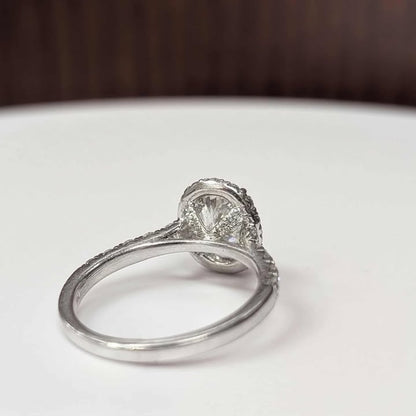 1.83 CT.T.W Framed Oval-Cut Diamond Engagement Ring with Double Prongs in 14k White Gold