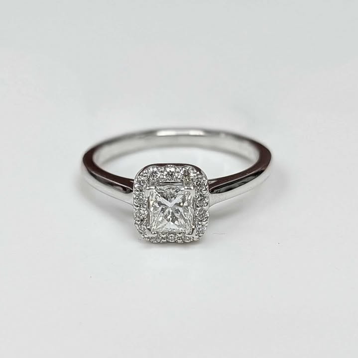 0.66 CT.T.W GIA Certified Radiant-cut Diamond Engagement Ring with Frame in 14k White Gold