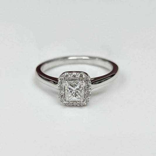 0.66 CT.T.W GIA Certified Radiant-cut Diamond Engagement Ring with Frame in 14k White Gold