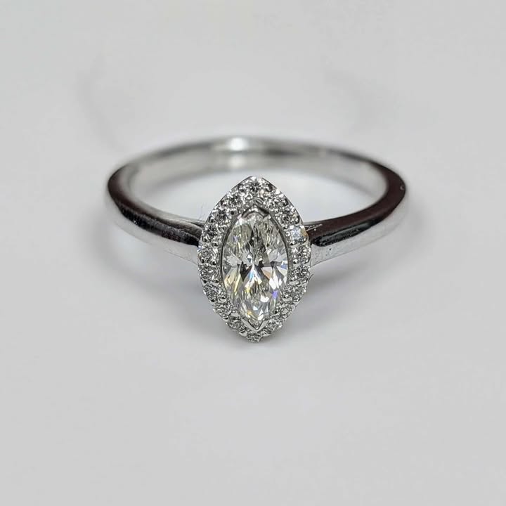 0.65 CT.T.W GIA Certified Marquis-Cut Diamond Engagement Ring with Frame in 14k White Gold