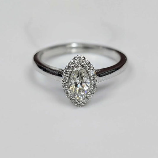 0.65 CT.T.W GIA Certified Marquis-Cut Diamond Engagement Ring with Frame in 14k White Gold